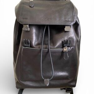 Coach Manhattan Black Leather Men's Backpack